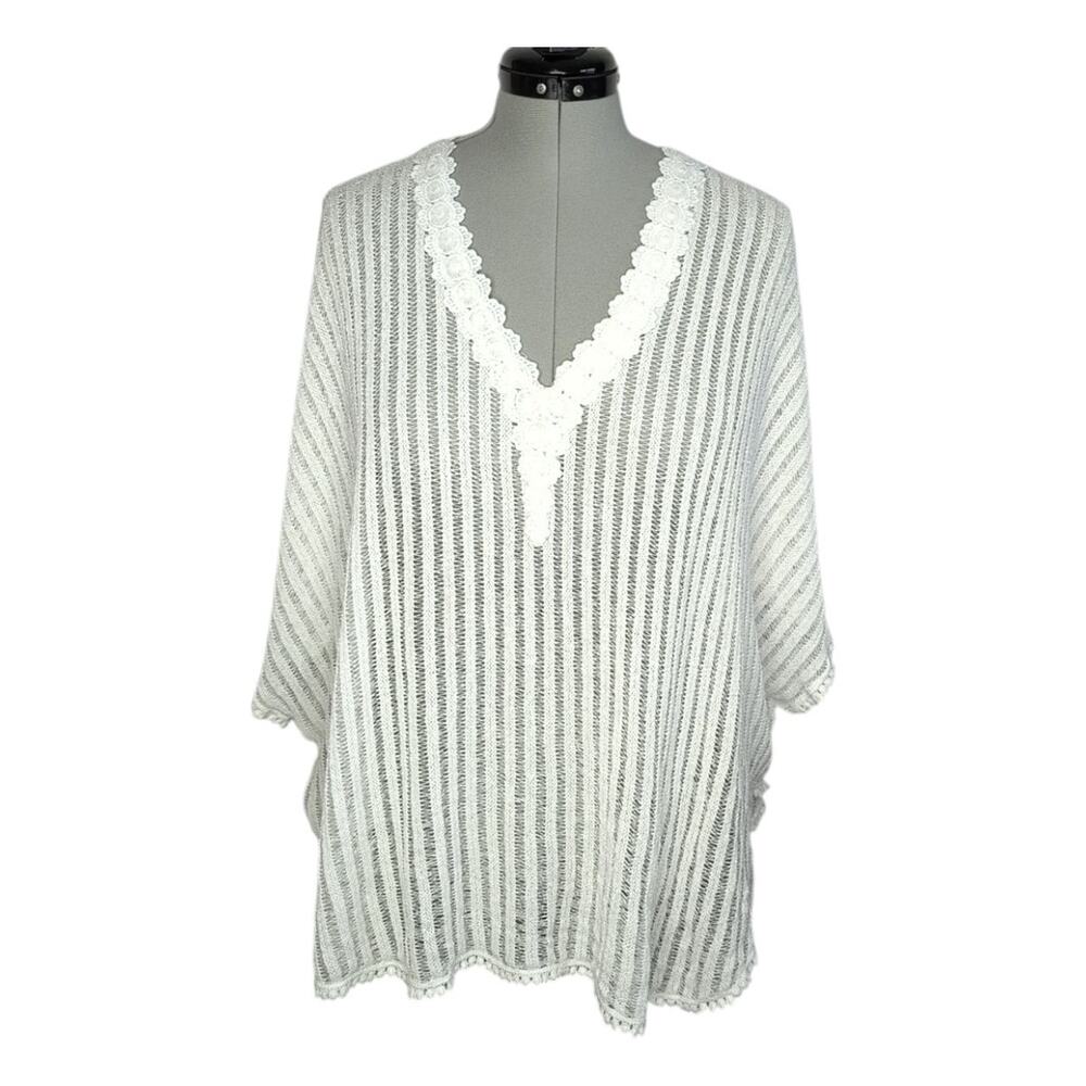 Francesca's white knit sheer swim cover-up, Vacation, Beach, Resort, Casual